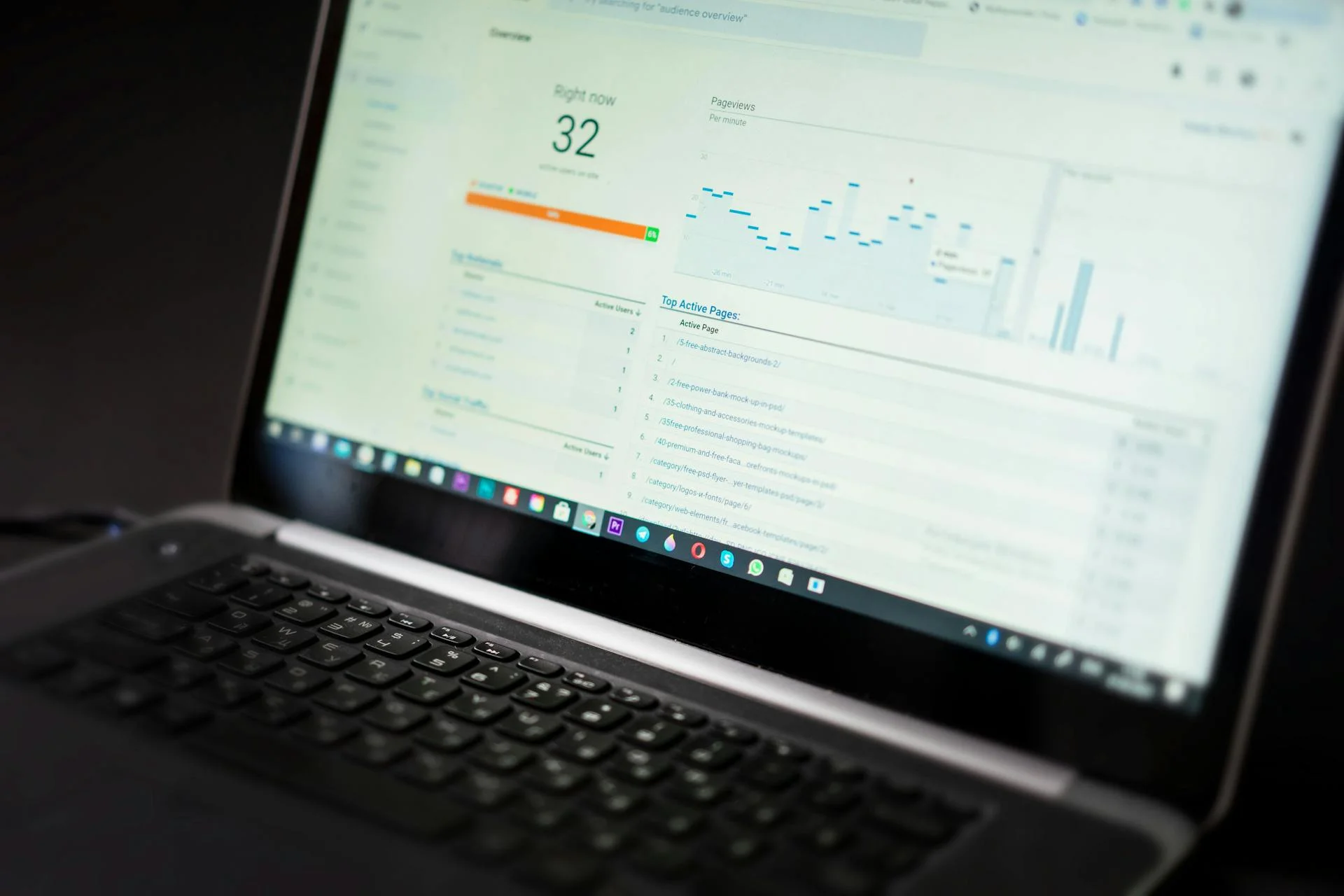 Image of a display with website visit analytics.